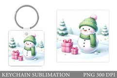 Cute Snowman Keychain Design. Christmas Keychain Sublimation Product Image 1