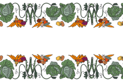Botanical decorative different vegetables horizontal seamles Product Image 1