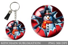 Cute Snowman Keychain Design. Christmas Keychain Sublimation Product Image 1