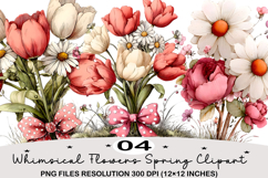 Whimsical Flowers Spring Clipart Spring PNG Product Image 1