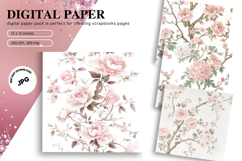 Chinoiserie Floral Pattern Background Vintage Digital Paper Product Image 1