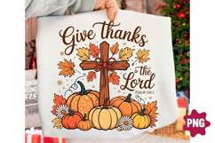 Retro Autumn Give Thanks to the Lord Png Product Image 1