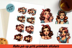 Retro Pin up girl printable stickers PNG. Product Image 1