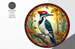 Woodpecker clipart, Stained glass, Bird clipart Product Image 1