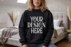 Black Gildan 18000 Sweatshirt Model Mockups, Sweatshirts Product Image 1