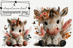 Whimsical Unicorn Clipart Watercolor PNG Product Image 1