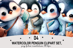 Watercolor Penguin Clipart png Whimsical Penguin Clipart Product Image 1