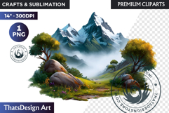 Watercolor Winter Landscapes and Snowy Cabin Illustrations Product Image 1