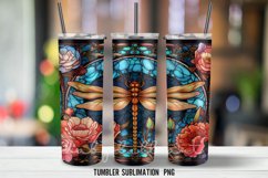 Dragonflies Stained Glass Tumbler Wrap Sublimation PNG Product Image 4