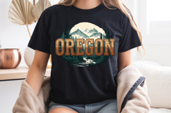 Oregon State PNG, Vintage Mountain Lake Forest Sublimation Product Image 8