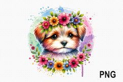 Dog Flowers Sublimation - Dog Flowers Clipart PNG Design Product Image 1