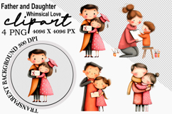 Whimsical Father Daughter Clipart Watercolor png Product Image 1