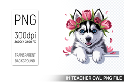 Cute Floral Dog, Animal Sublimation Clipart PNG Product Image 1