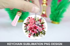 Flowers Keychain Sublimation- Sublimation PNG Design Product Image 1