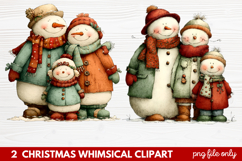 2 Whimsical Christmas Clipart featuring cute holiday charact Product Image 1