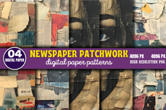 Newspaper Patchwork Collage Junk Journal PNG Product Image 1