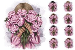 Fashionable girl with flowers clipart Product Image 6