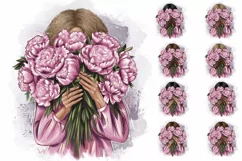 Fashionable girl with flowers clipart Product Image 6