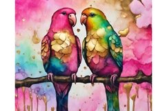 Alcohol Ink Rainbow Lovebirds Tumbler Wrap | 20oz Skinny PNG Product Image 7