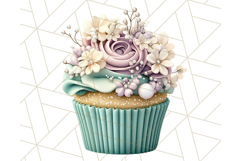 Cupcake Clipart with Florals and Pastel Frosting Png, Spring Product Image 4