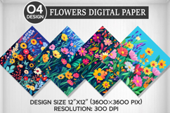 Flowers Seamless Digital Paper, Flowers Background Product Image 1