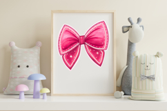 Neon Pink Glow Coquette Bow Clipart, glowing coquette bow Product Image 7