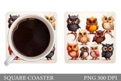 Funny Owl Coaster Design. Cute Owl Coaster Sublimation Product Image 1