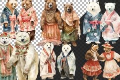 Bears in Folk Costumes Clipart, Cosplay Bears in Clothes PNG Product Image 9