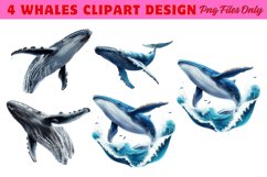 Whales Clipart design PNG Product Image 1