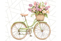 Bicycle with Flowers PNG, Pastel Spring Floral Bike Clipart Product Image 4