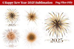 Happy New Year Fireworks Clipart PNG Product Image 1