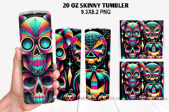 Skulls Skinny Tumbler 20oz Wrap Design, Halloween Tumbler Product Image 1