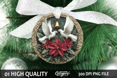 Christmas Dove Bird Ornament - Christmas Sublimation PNG Product Image 1