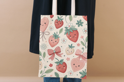 Kawaii Strawberry Gingham Digital Paper, Seamless Cute Fruit Product Image 8