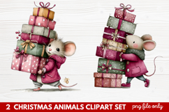 Christmas Animals Clipart Set | Cute Festive Wildlife PNG Product Image 1