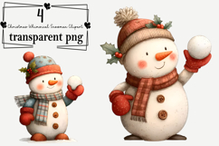Whimsical Christmas Snowman Clipart Watercolor PNG Product Image 1
