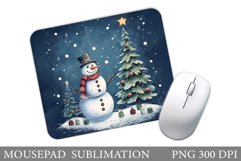 Snowman Mouse Pad Sublimation. Christmas Mouse Pad Product Image 1