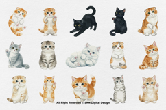 15 Bundle Watercolor Cute Cats Kitten Fluffy Pet Lovers Product Image 8