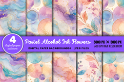 Pastel Alcohol Ink Flowers Backgrounds JPG Product Image 1