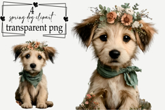 Whimsical Cute Spring Dog Clipart Watercolor PNG Product Image 1