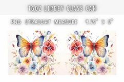 Butterfly Flower Watercolor Tumbler 16 oz Libbey Glass Can Product Image 2