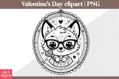 Valentines day clipart Preppy Valentine Fox sublimation Product Image 1