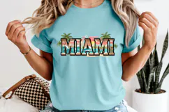 Miami Florida PNG, Vintage City Beach Sunset Sublimation Product Image 8