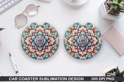 Roses Car Coaster Sublimation| Christmas Coaster PNG Design Product Image 1
