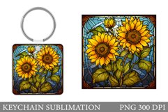 Sunflowers Keychain. Stained Glass Sunflowers Keychain Product Image 1