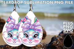 VIBRANT TEARDROP EARRINGS Gift PNG, Easter Bunny Product Image 1