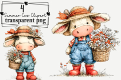 Watercolor Summer Cow Clipart Watercolor PNG Product Image 1