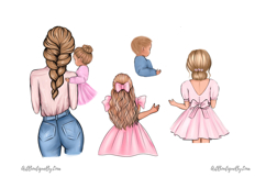 Mother three daughter and son clipart Product Image 7
