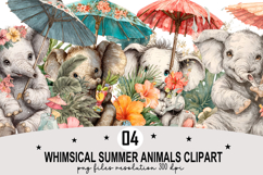 Whimsical Summer Animals Clipart Watercolor PNG Product Image 1