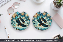 Eagle Flag Car Coaster Sublimation| 4th Of July Coaster PNG Product Image 1